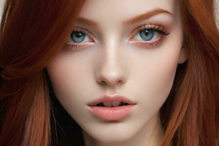 AI girl with red hair wallpaper