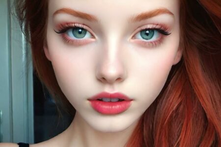 AI girl with red hair wallpaper