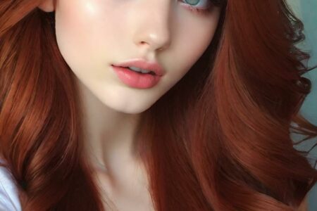 AI girl with red hair wallpaper