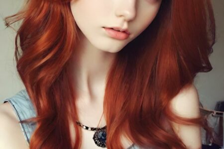 AI girl with red hair wallpaper