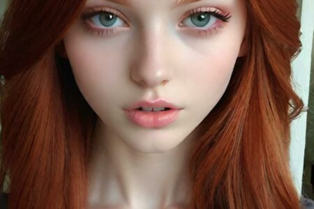 AI girl with red hair wallpaper