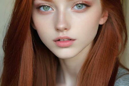 AI girl with red hair wallpaper