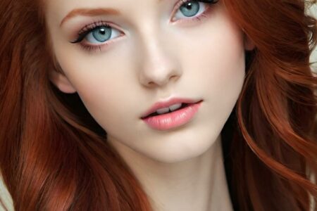AI girl with red hair wallpaper