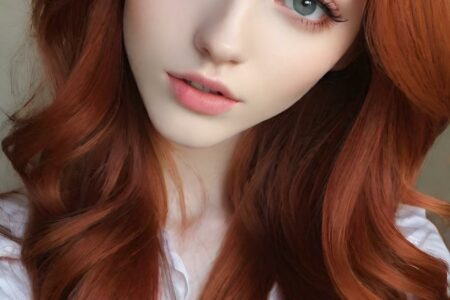 AI girl with red hair wallpaper