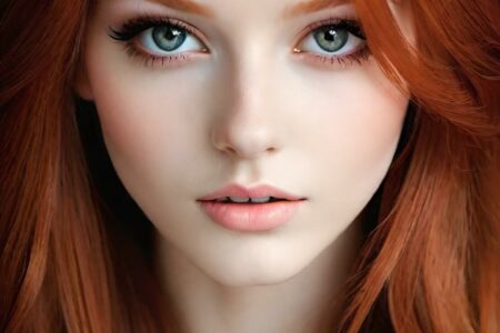 AI girl with red hair wallpaper