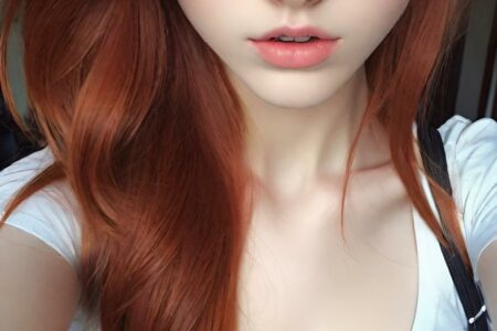 AI girl with red hair wallpaper