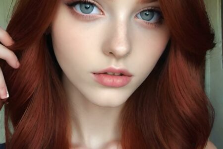 AI girl with red hair wallpaper