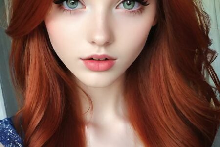 AI girl with red hair wallpaper