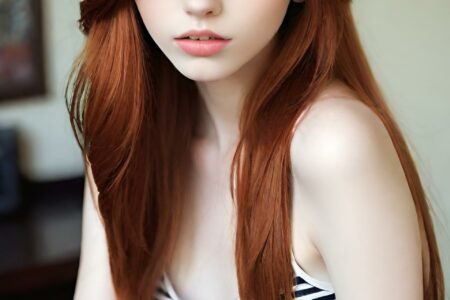 AI girl with red hair wallpaper