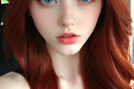 AI girl with red hair wallpaper