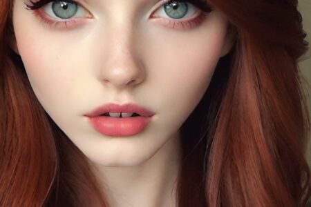 AI girl with red hair wallpaper