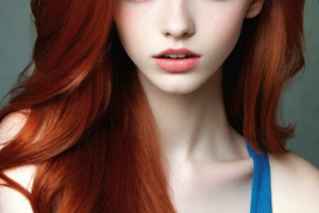 AI girl with red hair wallpaper