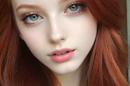 AI girl with red hair wallpaper