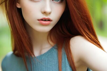 AI girl with red hair wallpaper