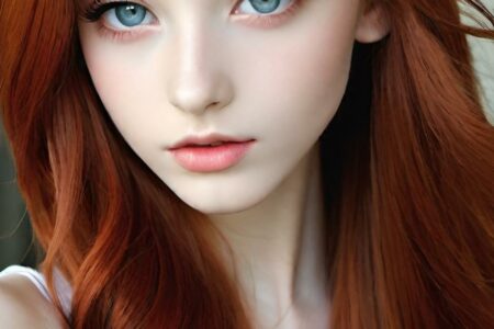 AI girl with red hair wallpaper