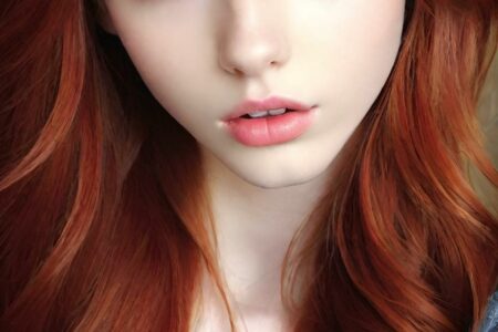AI girl with red hair wallpaper