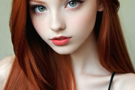 AI girl with red hair wallpaper