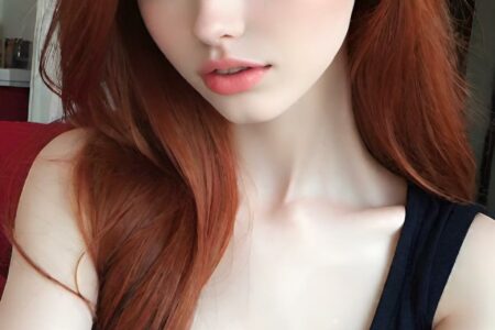 AI girl with red hair wallpaper