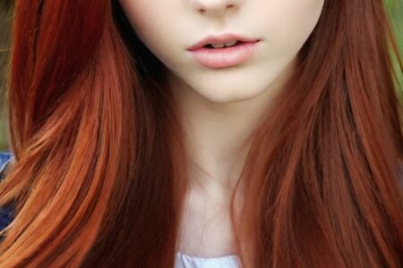 AI girl with red hair wallpaper