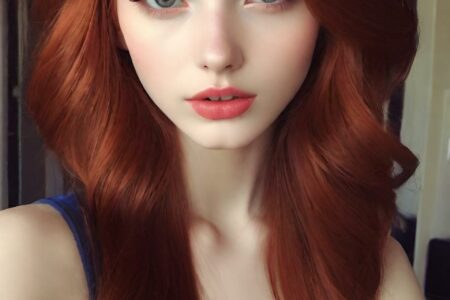 AI girl with red hair wallpaper