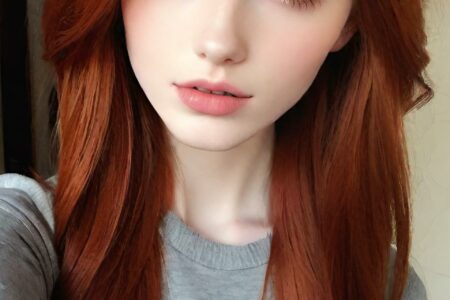 AI girl with red hair wallpaper