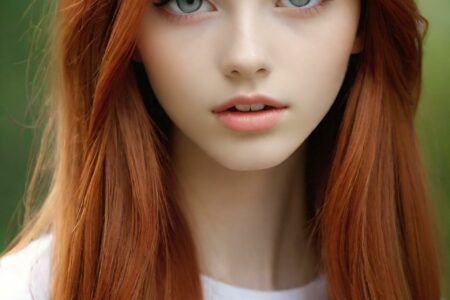 AI girl with red hair wallpaper