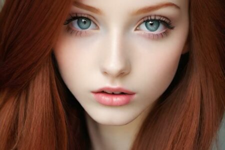 AI girl with red hair wallpaper