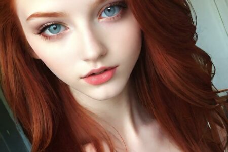 AI girl with red hair wallpaper