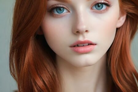 AI girl with red hair wallpaper