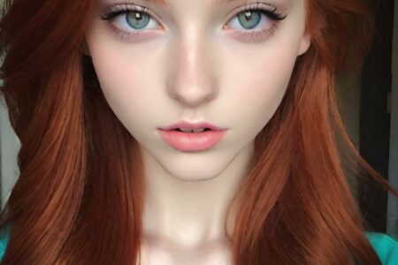 AI girl with red hair wallpaper