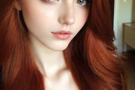 AI girl with red hair wallpaper