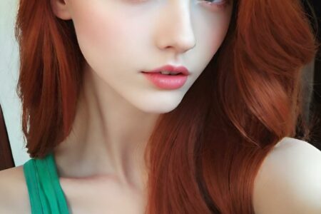 AI girl with red hair wallpaper
