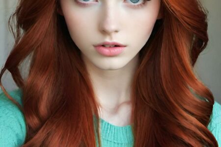 AI girl with red hair wallpaper