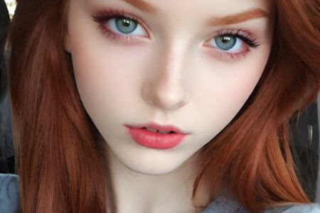 AI girl with red hair wallpaper