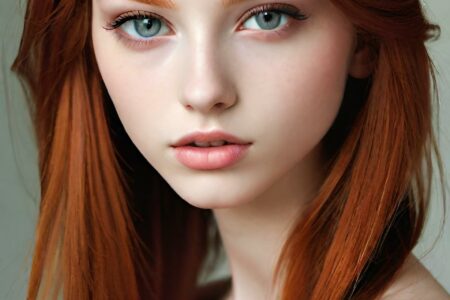 AI girl with red hair wallpaper