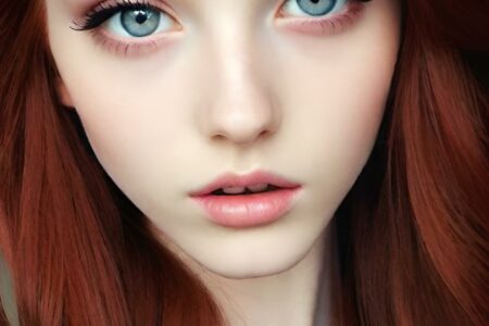 AI girl with red hair wallpaper