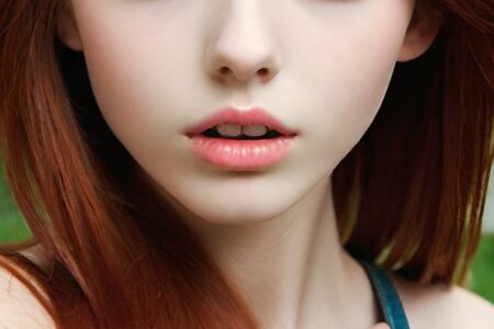 AI girl with red hair wallpaper