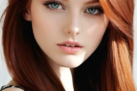 AI girl with red hair wallpaper