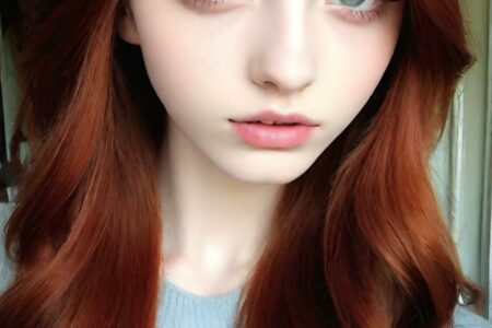 AI girl with red hair wallpaper