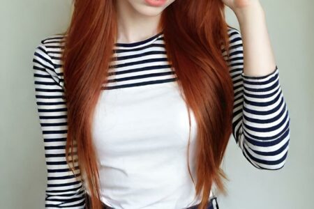 AI girl with red hair wallpaper