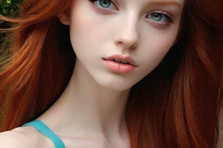 AI girl with red hair wallpaper