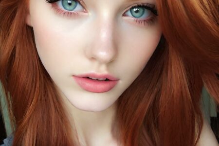 AI girl with red hair wallpaper
