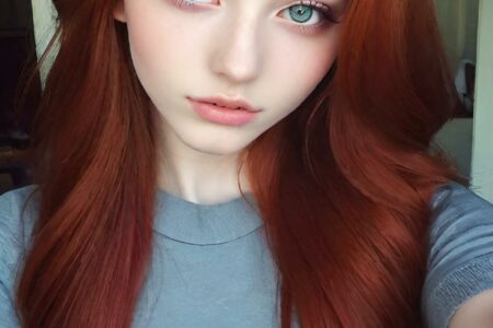 AI girl with red hair wallpaper