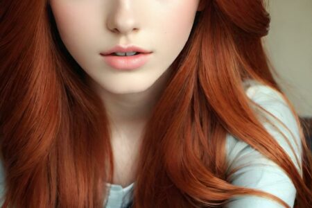 AI girl with red hair wallpaper
