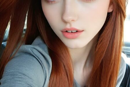 AI girl with red hair wallpaper