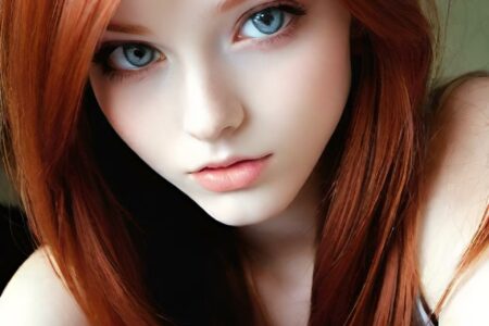 AI girl with red hair wallpaper