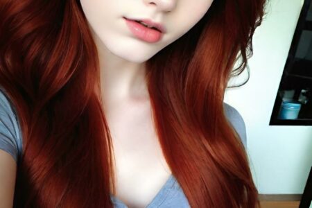 AI girl with red hair wallpaper