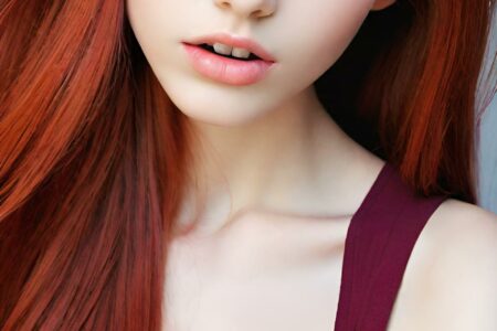AI girl with red hair wallpaper