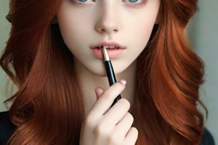 AI girl with red hair wallpaper