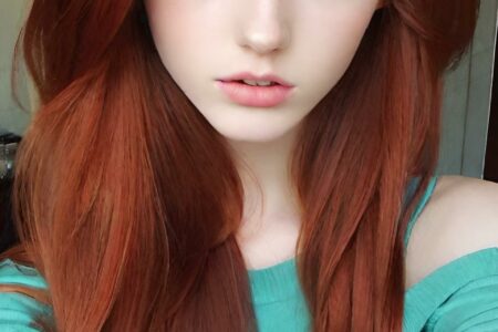 AI girl with red hair wallpaper